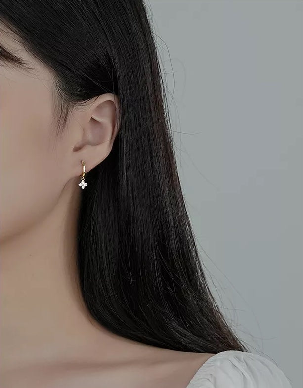 Mini Flower Gold Hoop Earrings