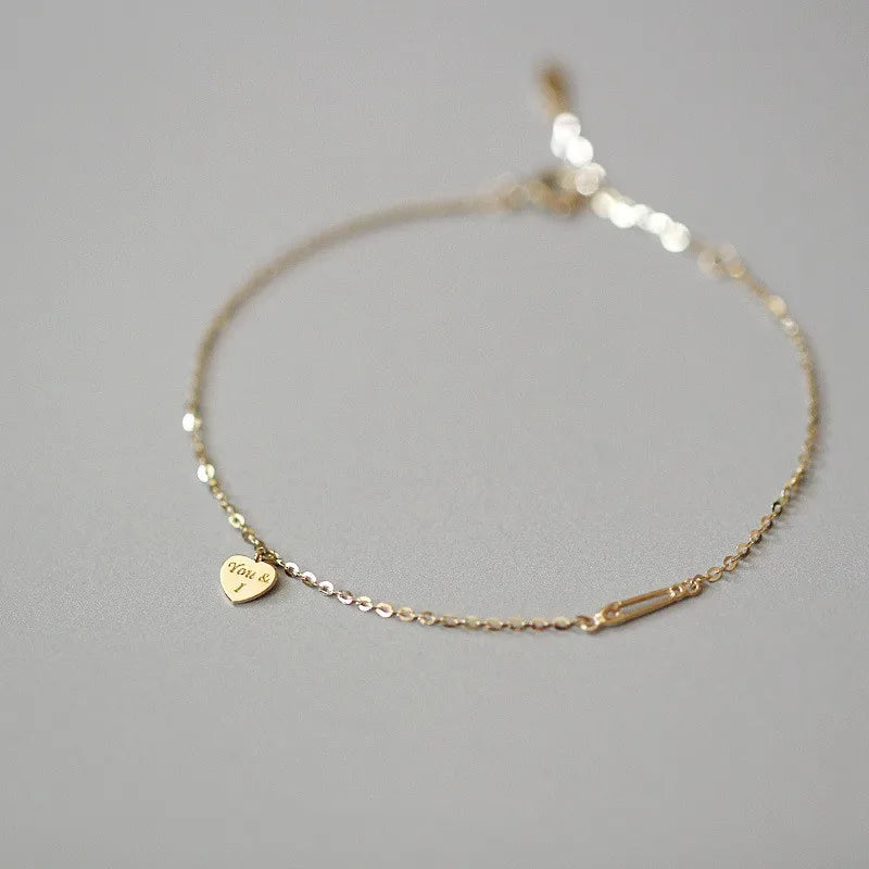 Heart Pendant You & I Gold Bracelet