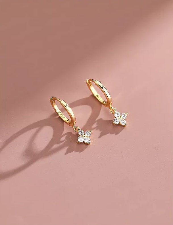 Mini Flower Gold Hoop Earrings