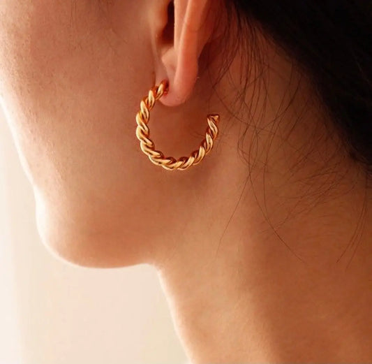 Twisted Gold Hoop Earrings 40mm